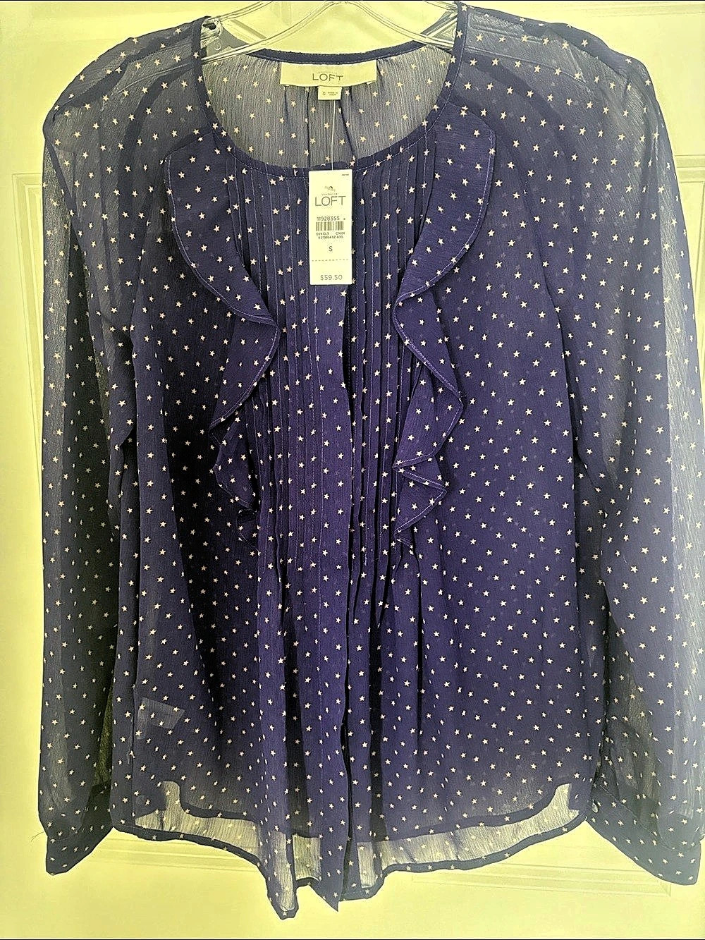 LOFT NWT size S  Purple sheer long sleeve blouse.